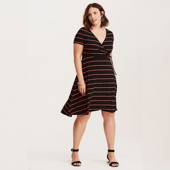 torrid Dresses & Skirts - Torrid Striped Faux Wrap Dress